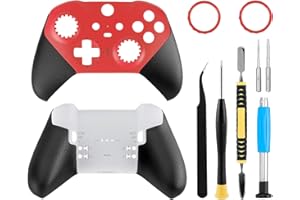 BSUZUN OEM Front and Back Housing Shell Replacement Kit for Xbox Elite Series 2 Controller - Includes Faceplate, Grip Cover, and Repair Tools (Red)