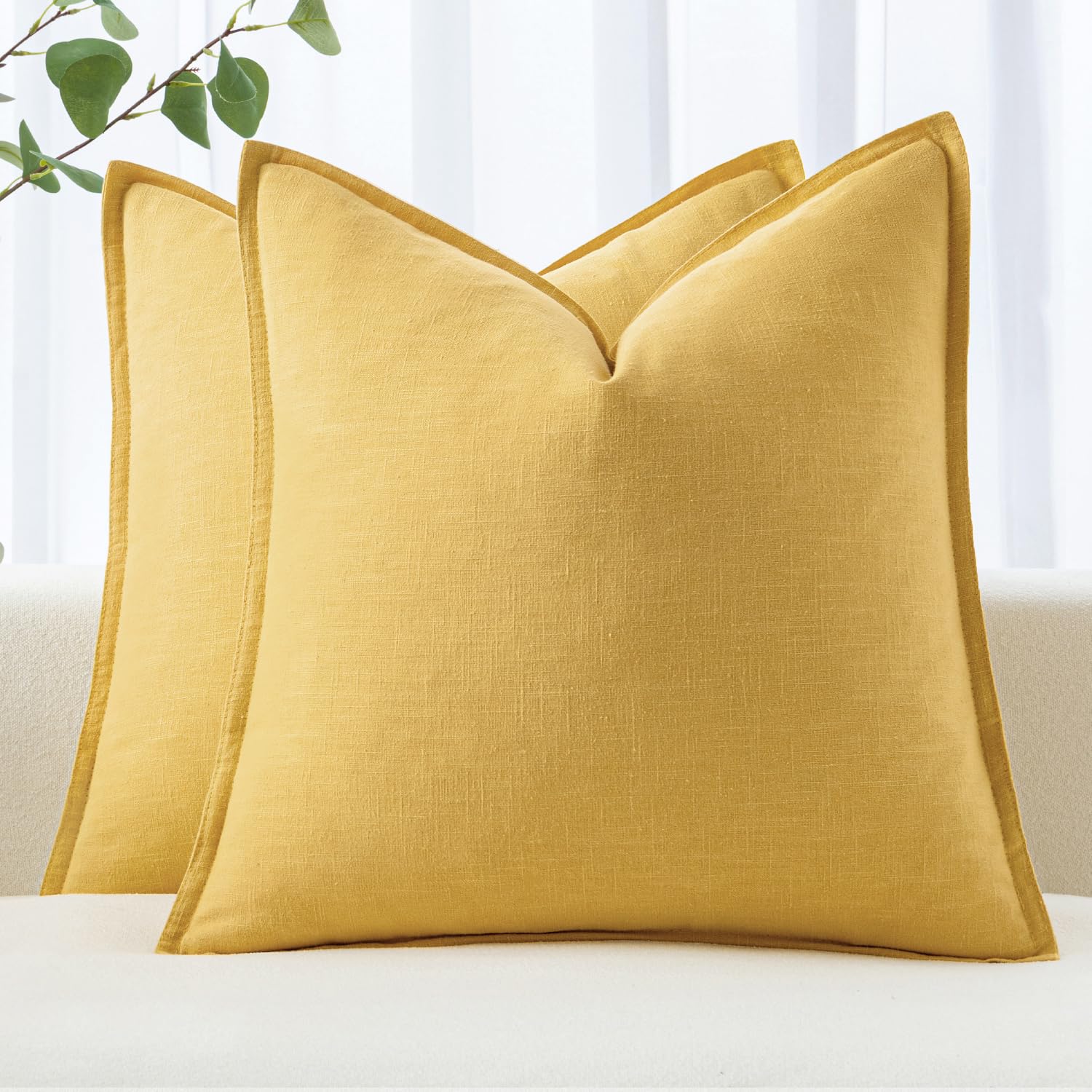 MIULEE Decorative Linen Pillow Covers 20x20 Inch