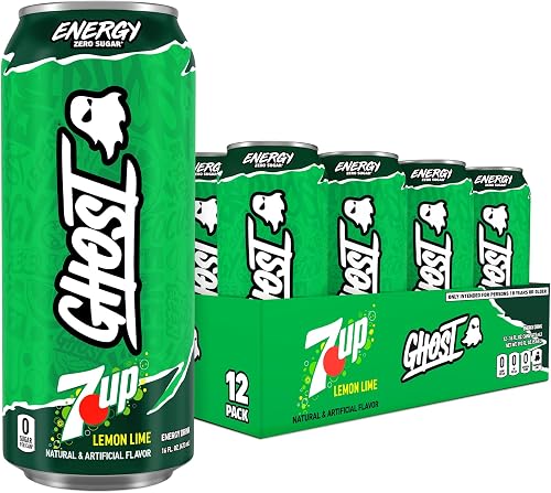 GHOST bebida energética 7UP, paquete de 12 latas de 16 onzas, 200 mg de — Bebidas energéticas