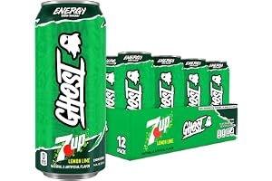 GHOST Energy Drink, Zero Sugars, 12-Pack, 7UP - 200MG Caffeine, 16oz | Energy & Focus Pre Workout Drink, No Artificial Colors, Gluten-Free, Vegan - 200MG Natural Caffeine, L-Carnitine, Taurine