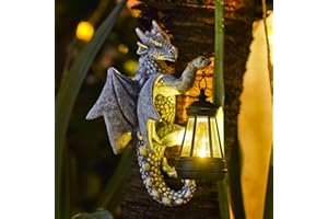 FASHIONODA Dragon Tree Hugger Garden Decor - 9.3 Inch Garden Statues Lawn Ornaments for Outside Balcony Yard Whimsical Art Outdoor,Medieval Fantasy Halloween Decor