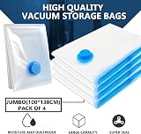 AMZJIMTOP Vacuum Storage Bags 4 Pack 130x100cm Extra Large Reusable view 6
