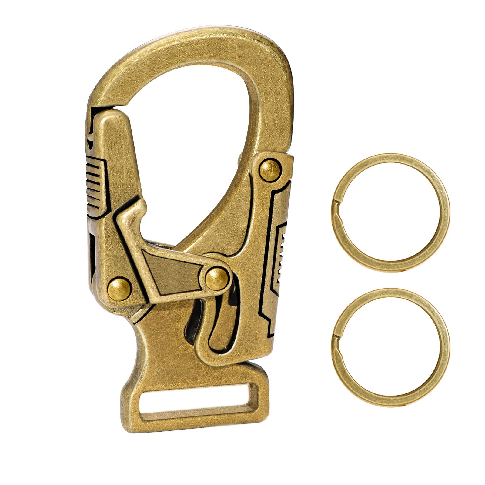 Photo 1 of Ahiller Carabiner Clip,1.9'' Alloy Car Keychain Clip with 2 Key Ring,Outdoor Hooks,Small Key Holder for Man and Women?Brozne-1P?
