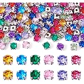 Pandahall 100pcs Rose Montee Beads Five-Holes Mixed Color Acrylic Rhinestone Crystal Beads with Brass Findings Clothing DIY Embellishment