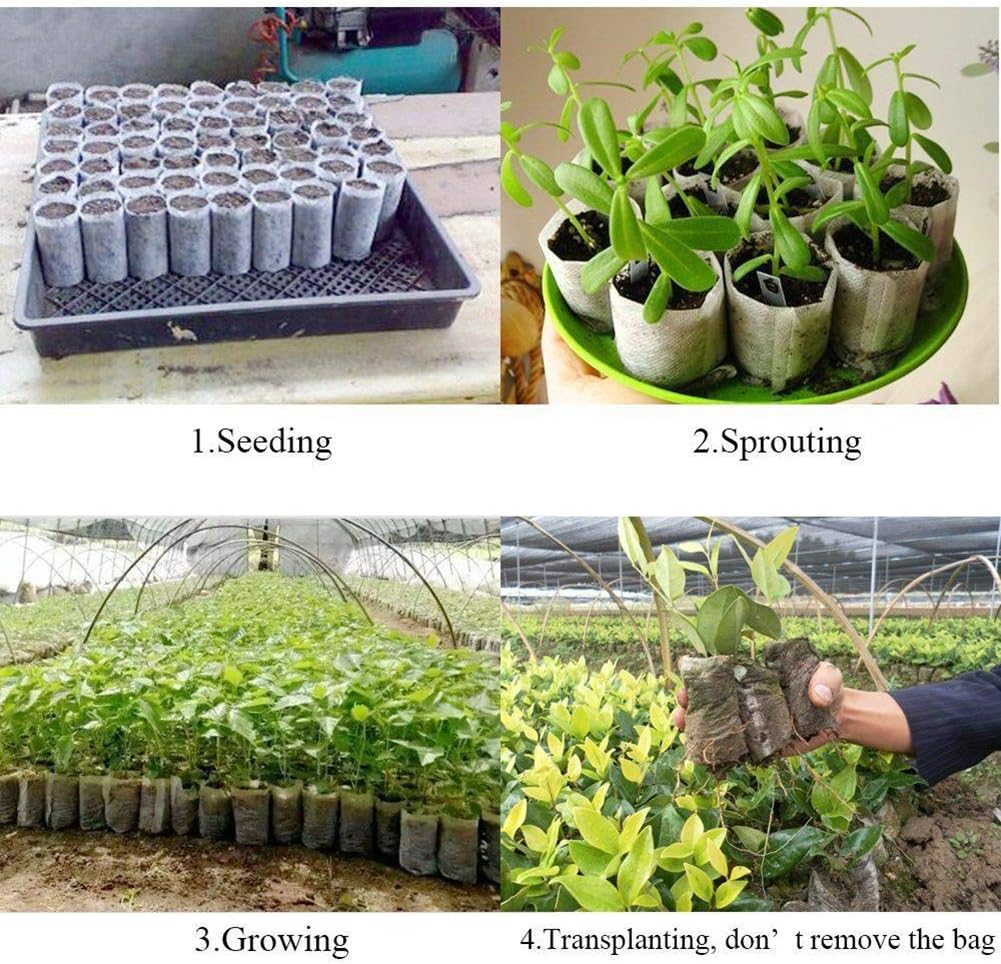 Takefuns 400 Pcs Biodegradable Non-Woven Nursery Bags Plant Grow Bags Seedling Pots
