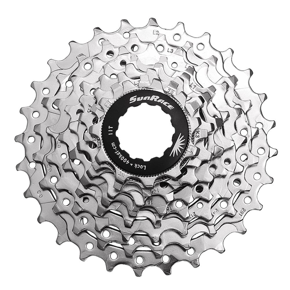 SunRace R8 8-Speed Road Cassette, Silver, HG-Spline, 11-28T