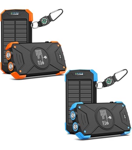 Amazon.com: 2 Pack BLAVOR Solar Charger Power Bank 10,000mAh