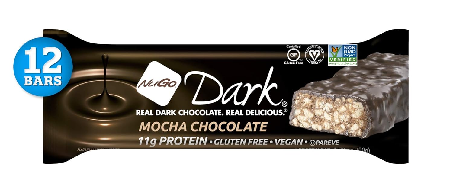 NuGo Dark Chocolate Mocha, Dairy Free, 1.76Ounce Bars (Pack of 12