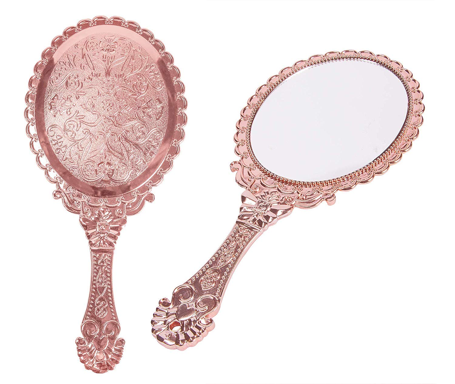XPXKJ Hand Mirror Vintage Handheld Mirror with Handle Vanity Makeup Mirror Travel Mirrors (Oval, Rose Gold): Beauty