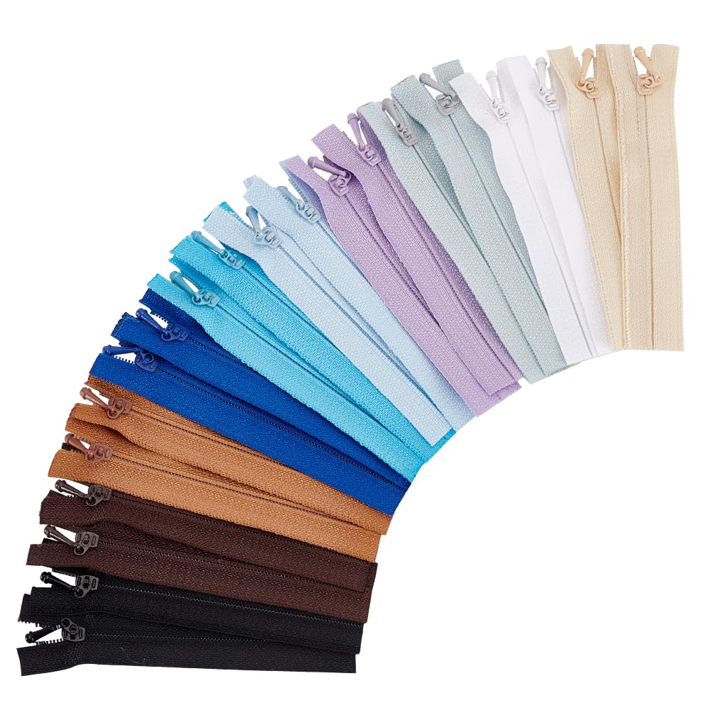 FINGERINSPIRE 20 Pcs Tiny Zippers for Doll Clothes 9.3cm 10 Colors Nylon Zip Fastener with Plastic Zipper Micro Mini Zippers Bulk Zipper Supplies for Sewing Doll Zippers Doll Sewing DIY Projects