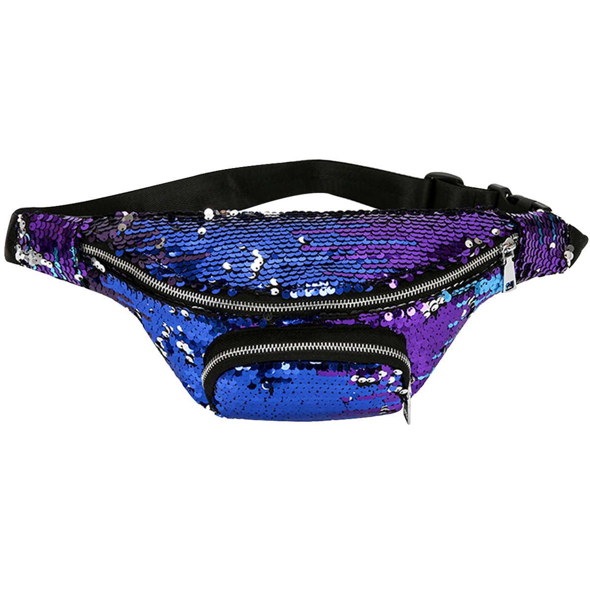 Meliya Fashion Mermaid Waist Pack Ladies Glitter Sequins Fanny Pack Travel Bum Bag Sling Bag Makeup Pouch(Blue)