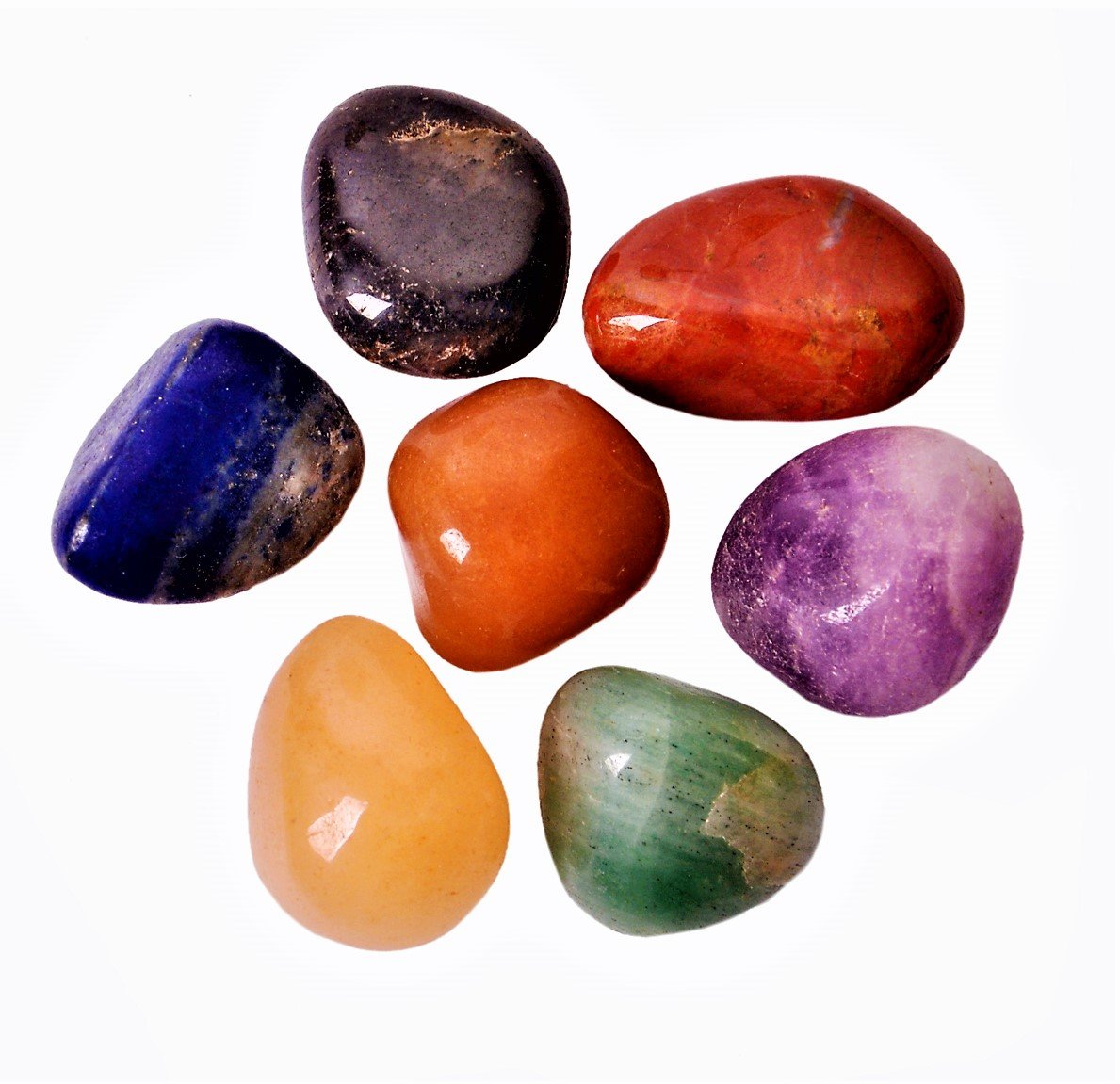 Purpledip Seven Chakra Tumbled Stones Set: Reiki Energized Polished Crystals (11334)