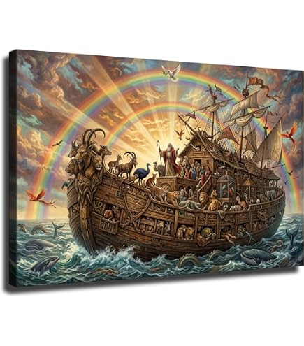 Amazon.com: Noah's Ark White Framed Art Print, Wildlife Artwork