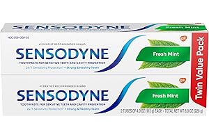 Sensodyne Fresh Mint Sensitive Toothpaste, ADA Accepted Toothpaste for Cavity Prevention and Sensitive Teeth Treatment - 4 Ounces (Pack of 2)