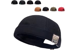 GADFARY Brimless Hats for Men Brimless Caps, Rolled Cuff Retro Docker Hat for Men Womens Skull Cap with Adjustable Brimless Hat