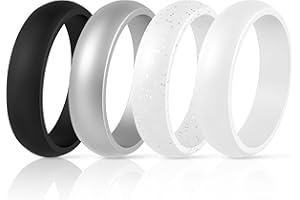 ThunderFit Silicone Wedding Bands for Women, Dome - 5.5mm Wide - 2mm Thick Unique Anniversary Rings