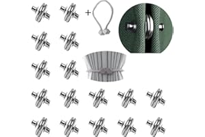 FarwenC 16pairs Curtain Magnets Closure with 2pcs premium Curtain Tiebacks, 0.98" Double Sided Magnetic with Strong Heavy Magnets Curtain Magnets Clips, Back Tack Curtain Weights Prevent Light Leaks