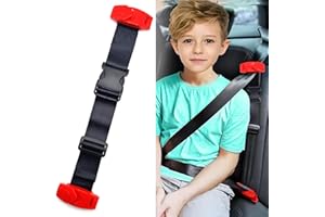 GANBIPU Seat Belt Adjuster for Kids, Car Seatbelt Adjuster with Safety Clips and Adjustment Strap Car Seat Accessories for Childs Adults Shoulder Neck Comfort and Travel Driving Protection(red)