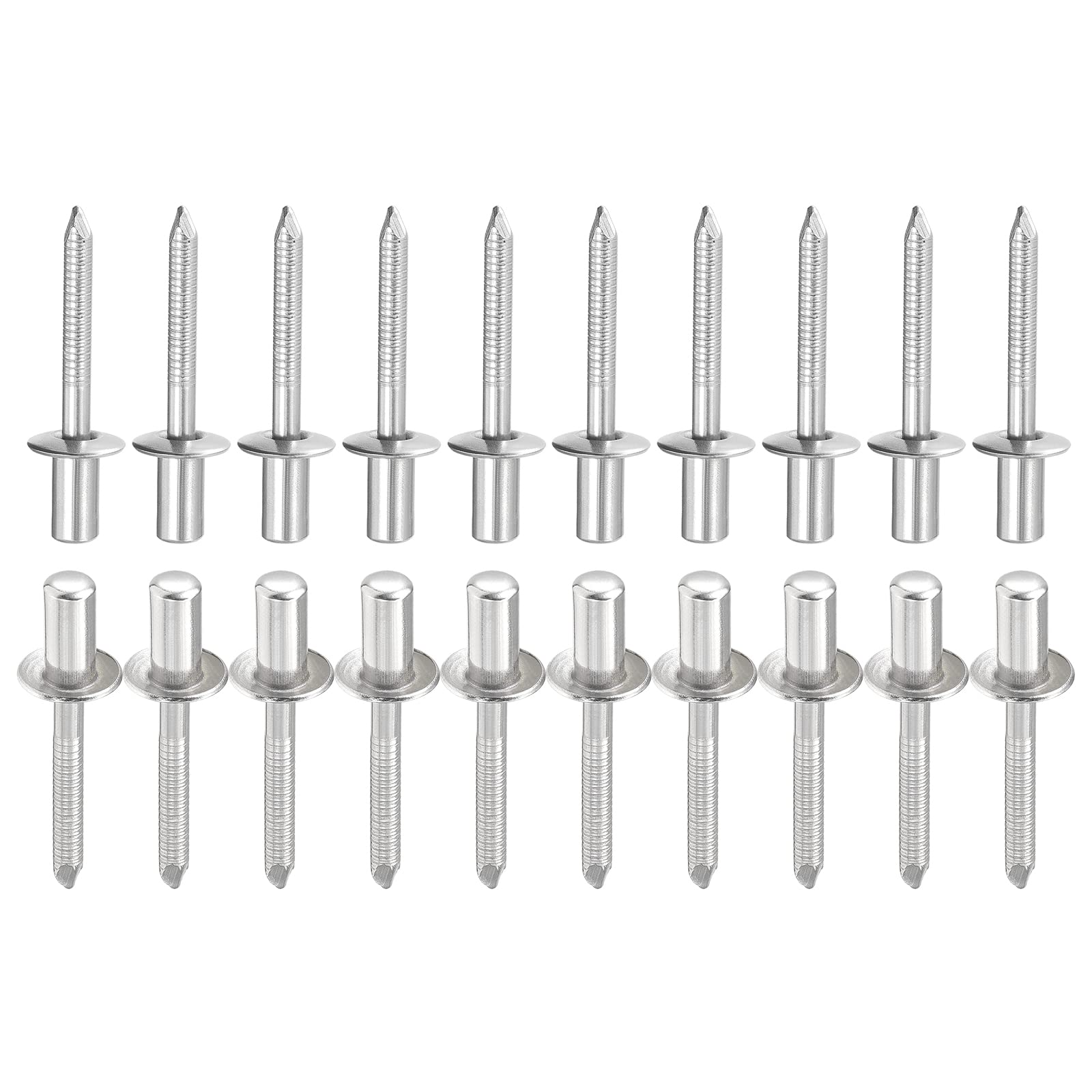 DTGN 6.4mm x 12mm (DXL) Blind Rivets - 25Pack - Good for Machinery Joining - 304 Stainless Steel Dome Closed End Rivet