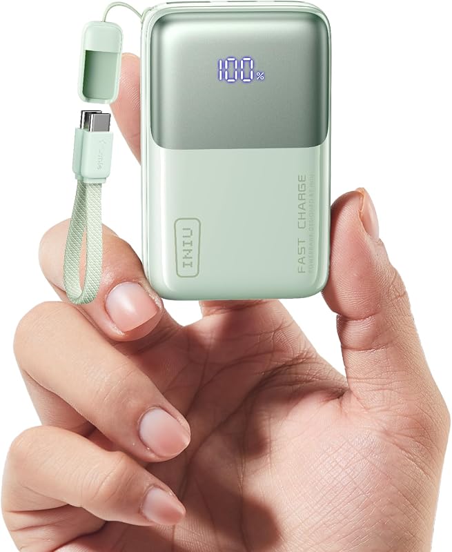 Mini Power Bank, 45W 10000mAh Ricarica Rapida Powerbank, PD3.0 QC4.0 USB C Input & Output Caricatore Portatile per iPhone 17 16 15 14 13 Pro Max, Samsung S22, Verde Chiaro