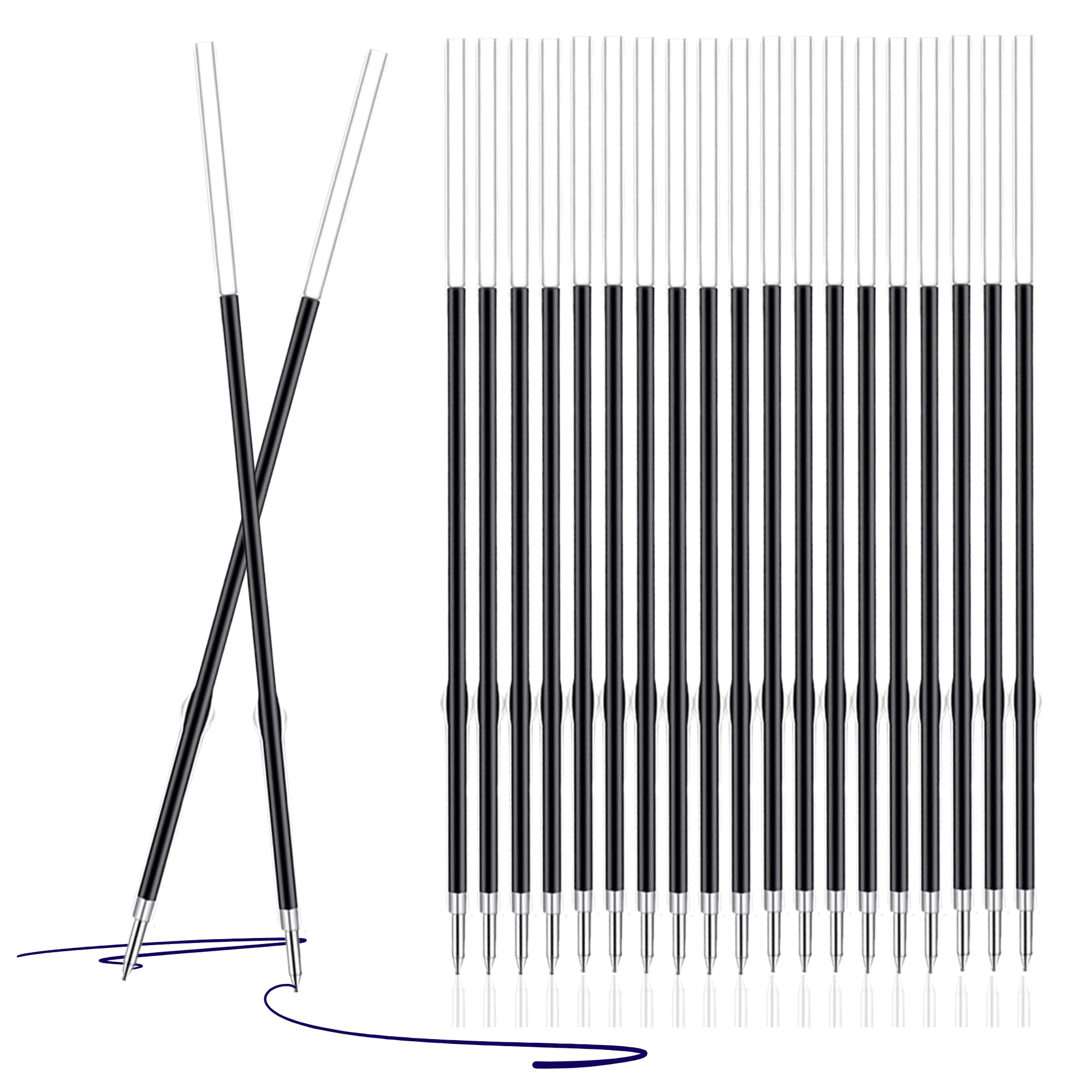 Blue Reception Pen Ink Refills, Medium Nib Biro Refills for Retractable Pen, 0.7mm Pen Refills Ballpoint for Reception Office Home School (20)