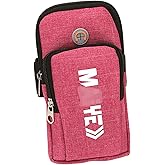 2 Pockets Cell Phone Armband, 7 Inch x 4.2 Inch Enlarge Phone Bag Phone for Running, Footing, Sports and Mountaineering (red)