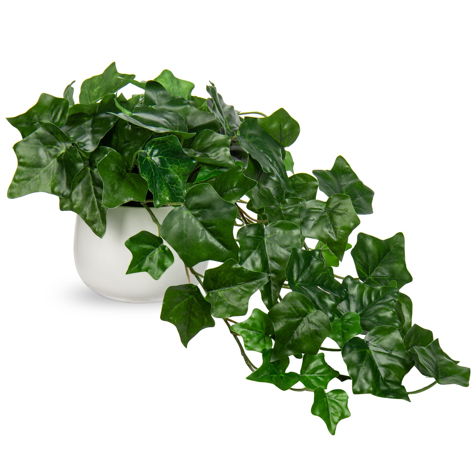 Hollyone Artificial Plants in Ceramic Pots, Fake Ivy Leaves Decorative Faux Potted Plants, Realistic House Plant Indoor for Home Décor, Bathroom, Living Room, Kitchen, Shelf Decorations