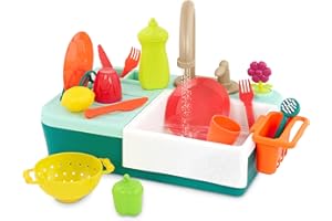B. toys – Sink Play Set – Toy Kitchen Sink – Faucet & Running Water, Dishes, Play Food – Pretend Play Set for Kids – 3+ Years
