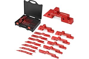 ESDABEM Setup Blocks Woodworking 14Pcs Aluminum Setup Bars with Case Setup Blocks Height Gauge Set Table Setup Blocks for Woodworking Tools Router Table Saw Height Depth Angle Fence Alignment Gauge Set