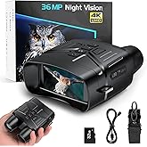 Night Vision Goggles for Adults, 4K Infrared Night Vision Binoculars with Rechargeable Battery and Anti-Shake Motion Detection for Camping