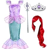 Joy Join Little Girls Princess Mermaid Costume for Girls Dress Up with Wig,Crown Pink