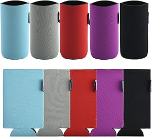 Bluecell 10 Pack Insulators Slim Can Cooler Blank Beer Sleeves Soda Cover Cooler, Great for Customization, Monograms, DIY Projects, Weddings, Parties and Events (Multicoloured 4)