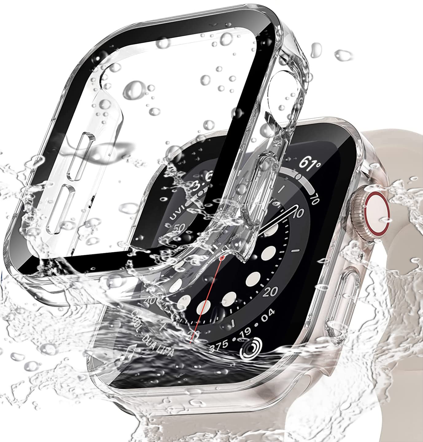 Miimall PC Case Compatible With Apple Watch Se Series 6/5/4 40mm/44mm Screen Protector Shell, All-Around Protection Plating Frame Tempered Glass Film Case For iWatch 44mm-Clear