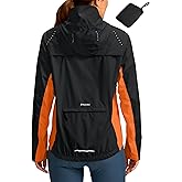 Bikewa Women's Cycling Rain Jackets Waterproof Windbreaker Lightweight Running Windproof Reflective Jacket Packable Hooded