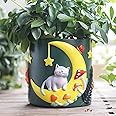 GUGUGO Colorful Moon Cat Plant Pots, Cute Unique Succulent Planters with Drainage, Rainbow Small Mushrooms Flower Planters Pots for Indoor Plants, Funny Eclectic Home Décor (B, 5Inch)