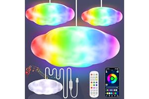 HOSTREAT Creative Cloud Light, 3D Big Cloud Lamp with Lampshade, Multicolor Changing Music Sync Cloud LED Lights for Bedroom Room Decorations, Cool Stuff Gifts for Kids Adults, APP & Remote Control