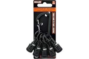 Railer Bit Holder Keychain 5pc - 1/4 inch Hex Shank Bit Holders - Quick Release Bit Holder For Nut Driver, Screwdriver & Drill Bits w/Key Chain Carabiner