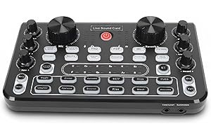 Sound Mixer Board, BT Cordless Noise Reduction Voice Changer Sound Card, Portable Smart Live Sound Card with 8 Sound Effects 