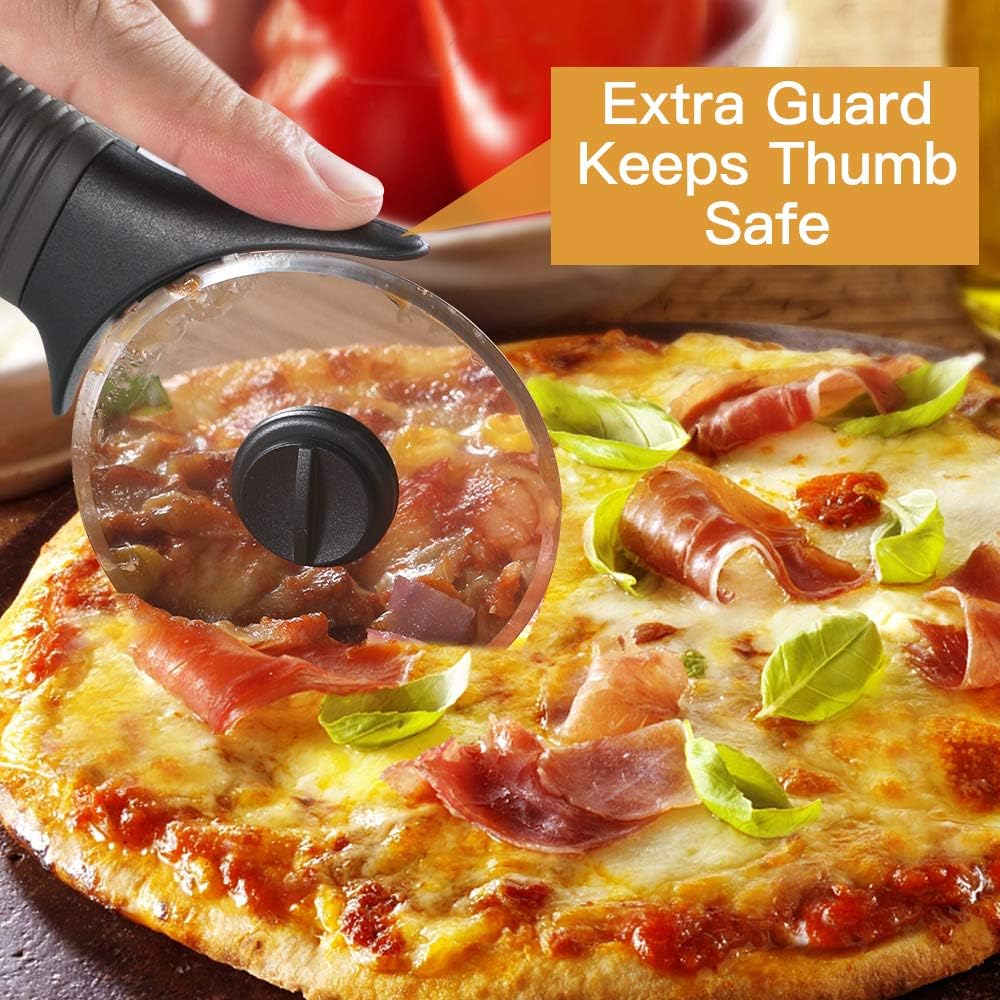 Pizza Cutter Stainless Steel Wheel with Silicone Non Slip Handle and Protective Cover, Luxear Professional Pizza Slicer with Sharp Blade Wheel, Professional Pizza Knife 8.5 Inch: Kitchen & Dining