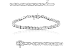 Beyond Brilliance 1.00 Carat Round Natural Diamond Tennis Bracelets for Women | Flash-plated Sterling Silver Bracelet | Fine Jewelry for Her | Gift Box Included (White, Yellow, Rose Gold)…