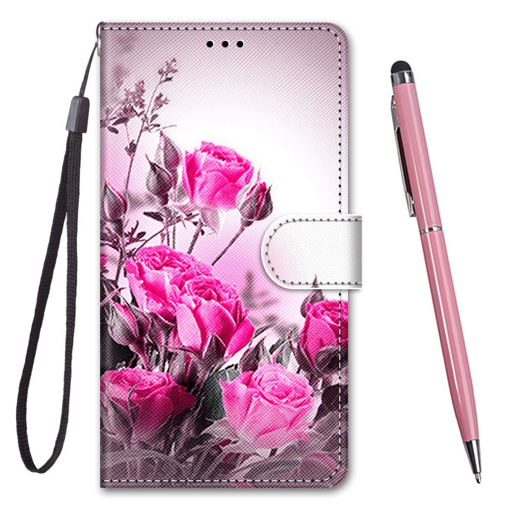 TOUCASA for Huawei P20 Lite/Nova 3E Case, Creative Painted Wallet Case PU Leather Flip Magnetic Colourful Kickstand Card Slots Folio Protection Case for Huawei P20 Lite/Nova 3E (Wild Rose) — image 1