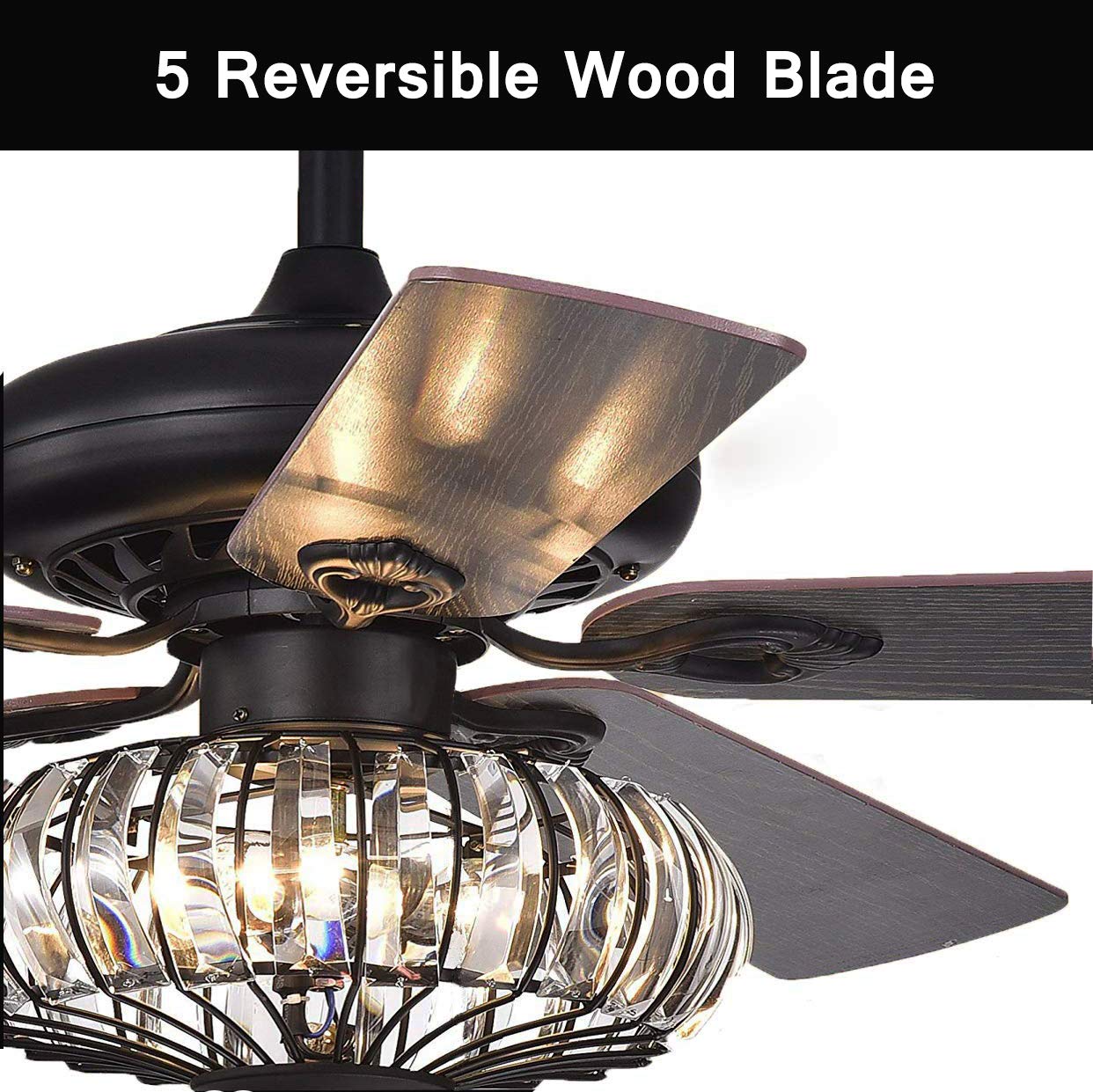 Deckenventilator mit Beleuchtung,Retro Lüfter Kronleuchter mit Licht 5