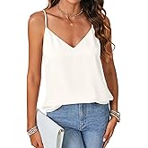 OPOIPIN Women's Silk Satin V Neck Camisole Adjustable Spaghetti Strap Sleeveless Basic Tank Top