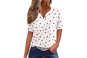 SGSOACO 4th of July V Neck Shirt American Flag Shirt Tops Womens 4th of July T-Shirts Ring Hole Short Sleeve Patriotic Tees