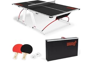 Penn Easy Setup Full Size Table Tennis Table – 100% Preassembled – Sets up in Under 5 Minutes – Play Anywhere – Compact Storage – Ping Pong Table with 2 Paddles and 2 Balls