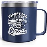 Father Gifts Dad Men Insulated Tumbler Mug with Handle & Lid from Daughter Son Wife, Birthday Daddy Coffee Cup Presents, Best Dad Ever, I'm not old, I'm Classic, Retirement Christmas Father's Day Gift