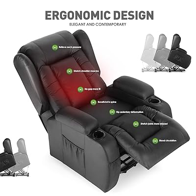 Buy Artist Hand Electric Power Lift Leather Recliner Lift Massage Chair For Elderly Pregnantly Living Room Sofa Chair With 8 Point Massage Lumbar Heated Two Cup Holder Online In Germany B0899cqjzr