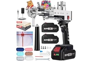 RIIAI Cordless Tufting Gun 2023 Upgrated, Riiai Tufting Gun Starter Kit with 2×4.0Ah Battery, Rug Making Kit Cut Loop Pile, Battery Powered Rug Tufting Gun Kit for Carpet Making, 3.75H Lasting