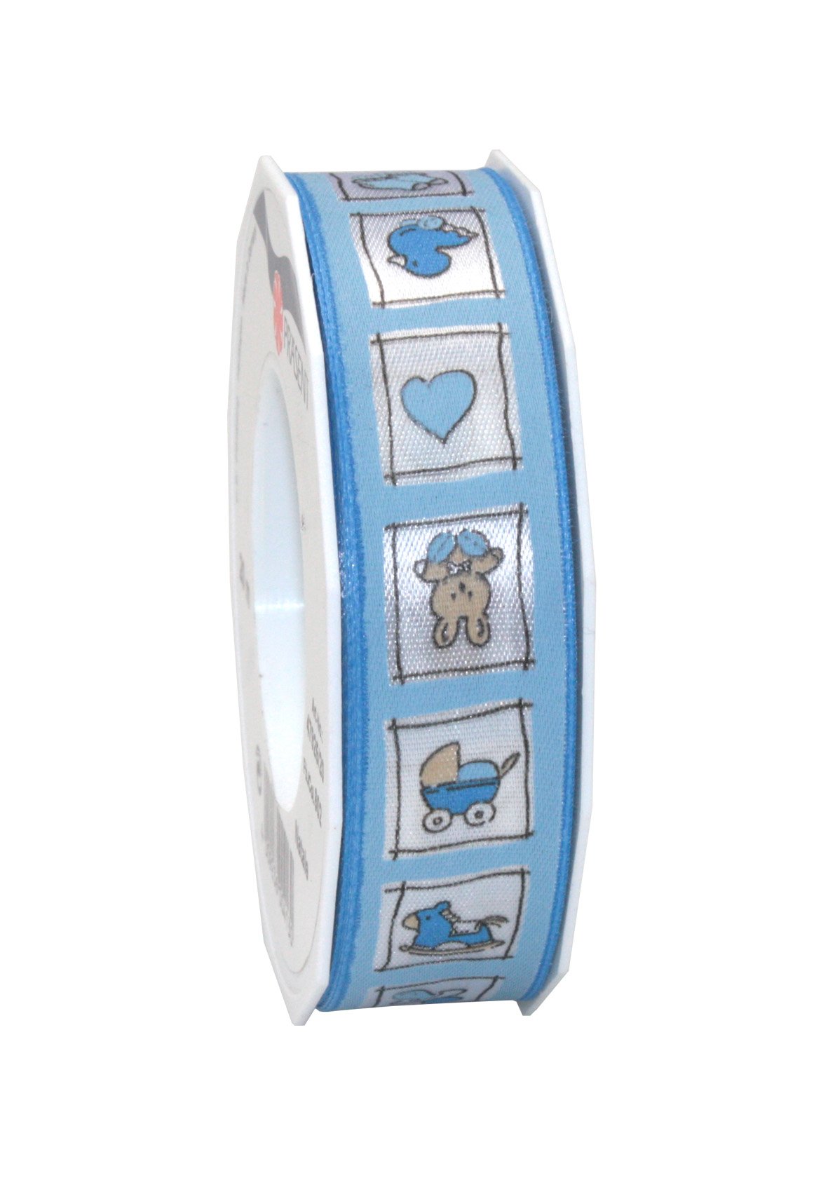 C.E. Pattberg Präsent - Natale Printed Satin Ribbon Blue 25 mm width, 20 m length — image 1