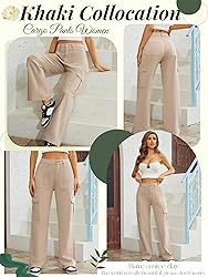 QYANGG High Waist Cargo Pants Women Stretch Baggy